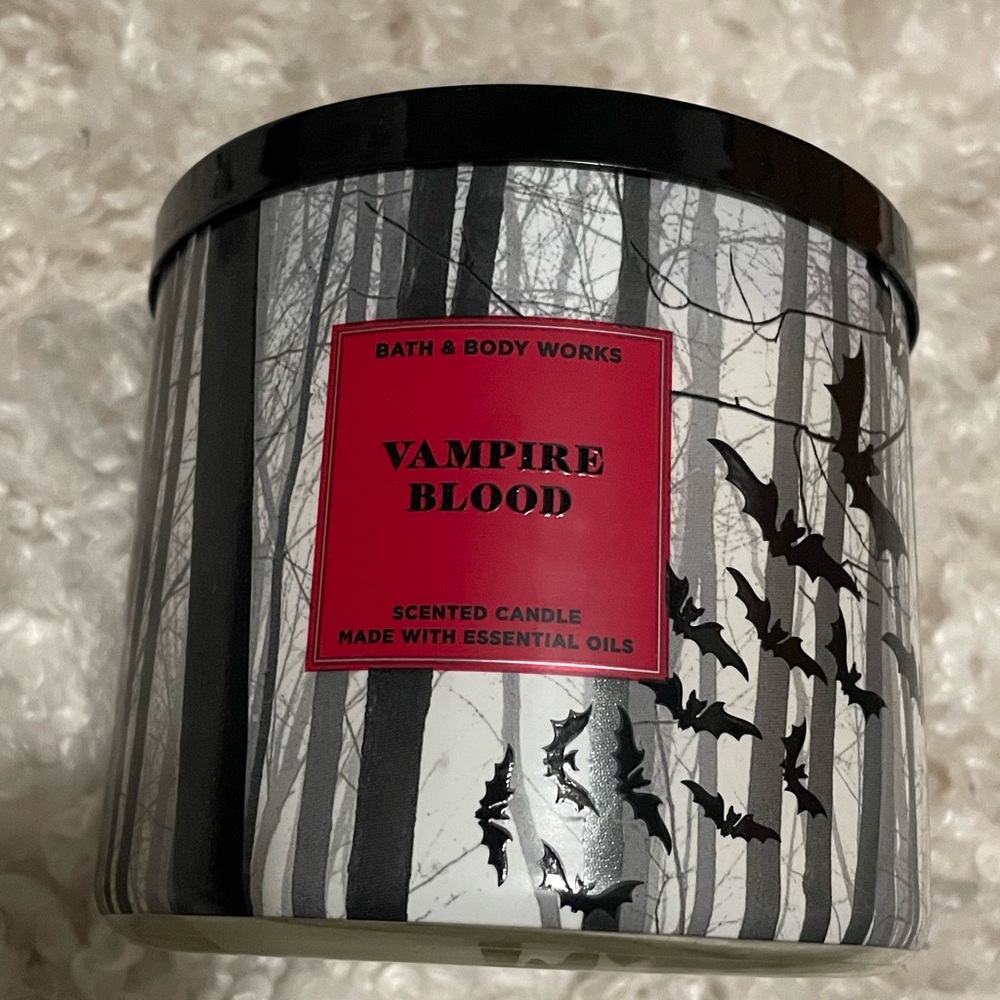 Bath & Body Works Vampire Blood Candle - Black, White, and Red